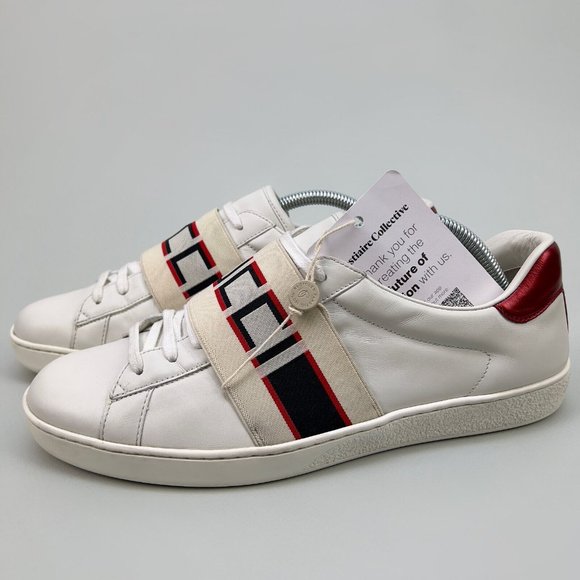 GUCCI Ace Stripe low top sneaker white leather 8 G 8.5 US 42 EUR 523469 - Picture 5 of 14